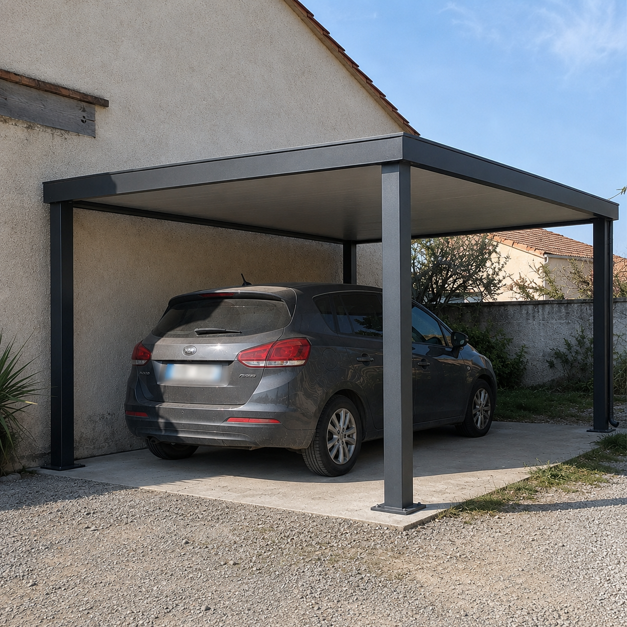 Carport en aluminium gris anthracite